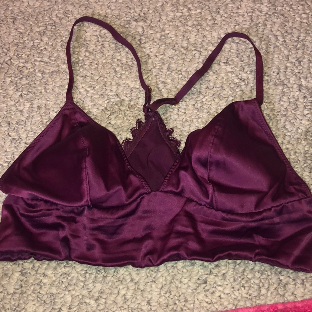 Burgundy silk Victoria’s Secret bralette